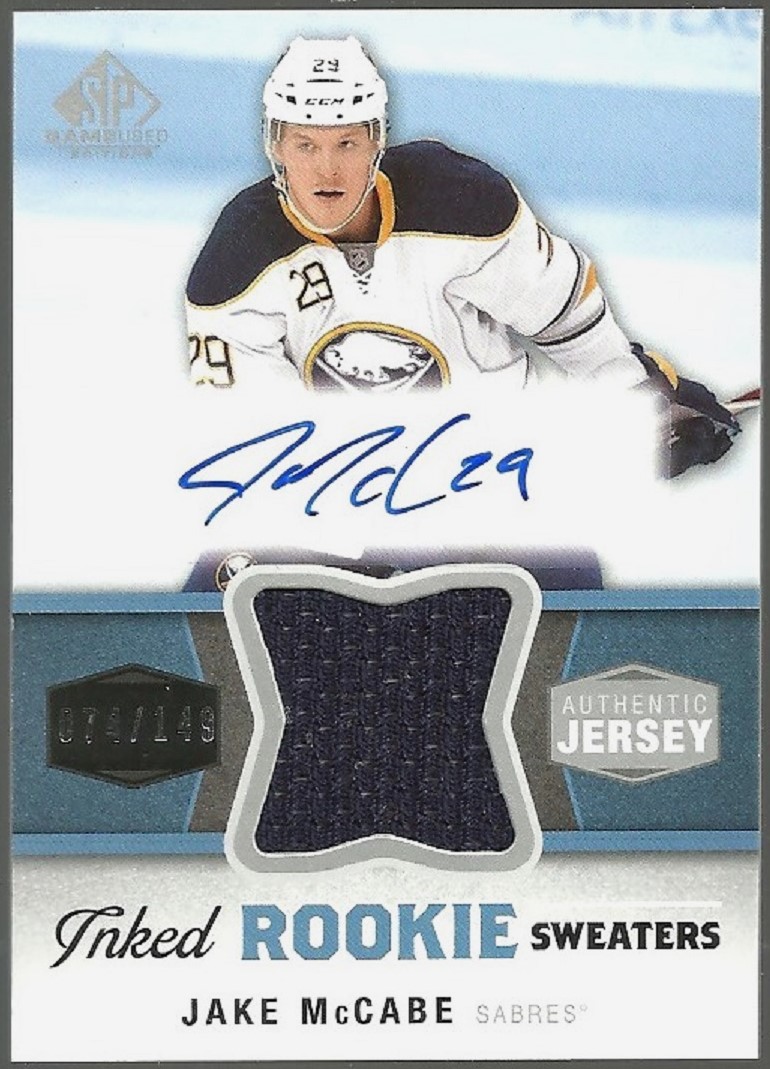 2014-15 SP Game Used Inked Rookie Sweaters #IRSJM Jake McCabe - RC Year AUTO - Jerseys (image for) 2014-15 SP Game Used Inked Rookie Sweaters #IRSJM Jake McCabe - RC Year AUTO - Jerseys
